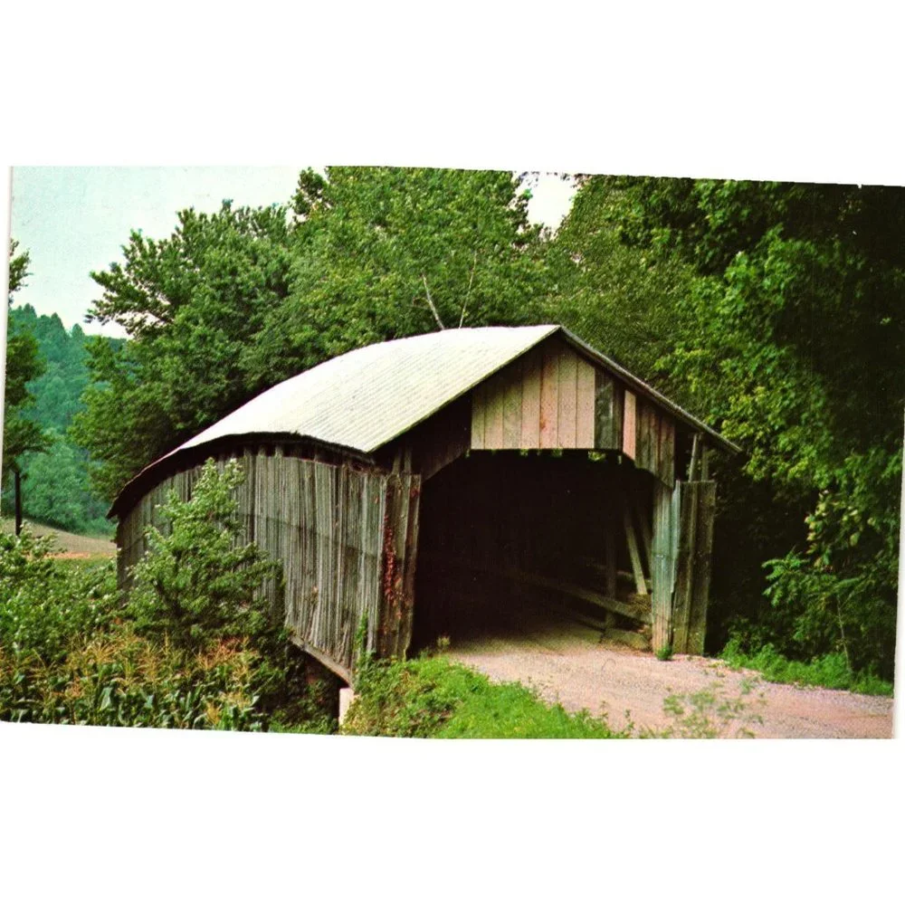 Gheers Mill Covered Bridge Postcard Travel Souvenir Unposted Barnes Mill